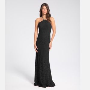 NWT Never Worn Hayley Paige Black Lace Halter Gown Bridesmaid Dress